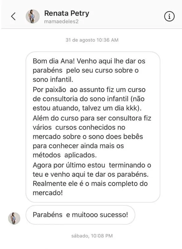 Mensagem de uma mãe para a Ana Paula Colli; abrir imagem completa