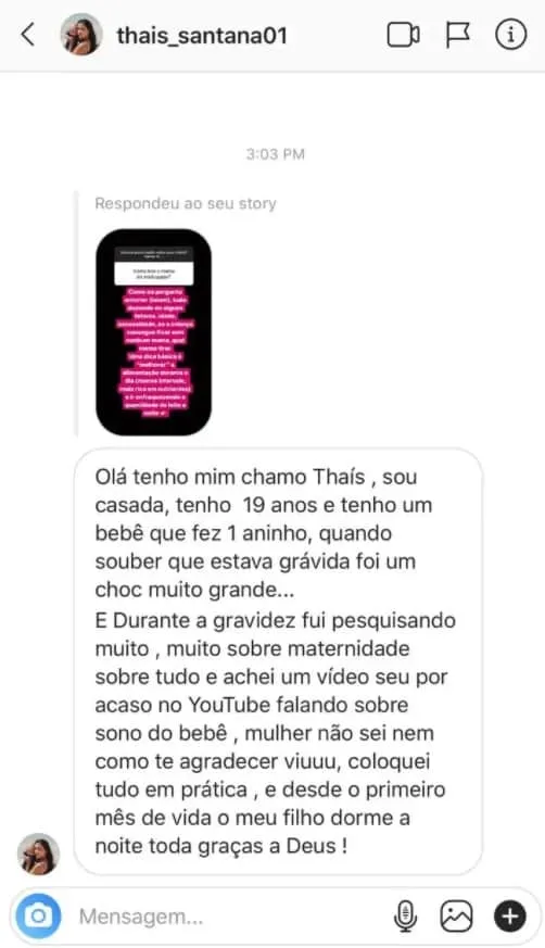 Mensagem de uma mãe para a Ana Paula Colli; abrir imagem completa